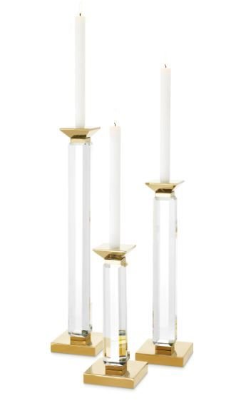 Candle Holder Livia gold finish clear set of 3