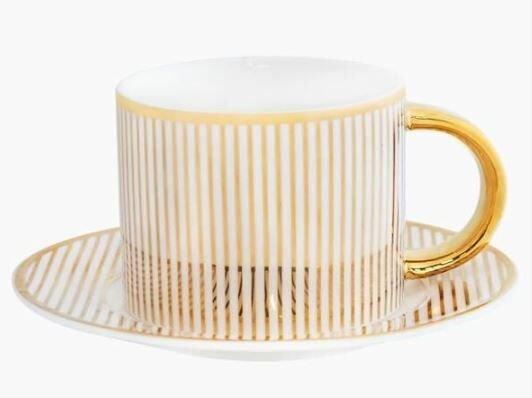 Teacup & Saucer Pinstripe Ivory