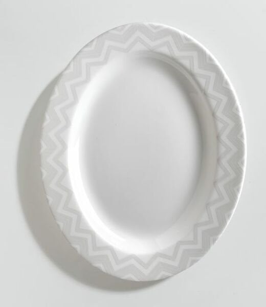 MISSONI ZIG ZAG WHITE - BEYAZ-GRI, OVAL SERVIS TABAGI 36 CM