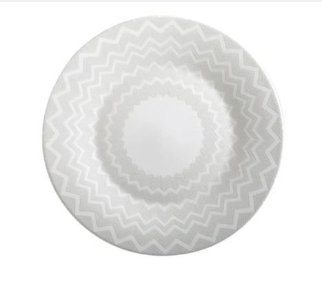 Zig Zag White - Beyaz-Gri, Servis Tabağı 32 cm