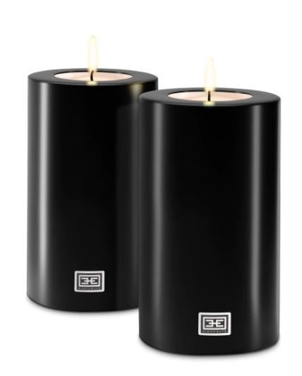 Artificial Candle ø 10 x H. 18 cm black Set of2