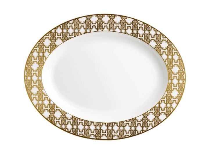 MONOGRAM GOLD - OVAL SERVIS TABAGI, 36 CM