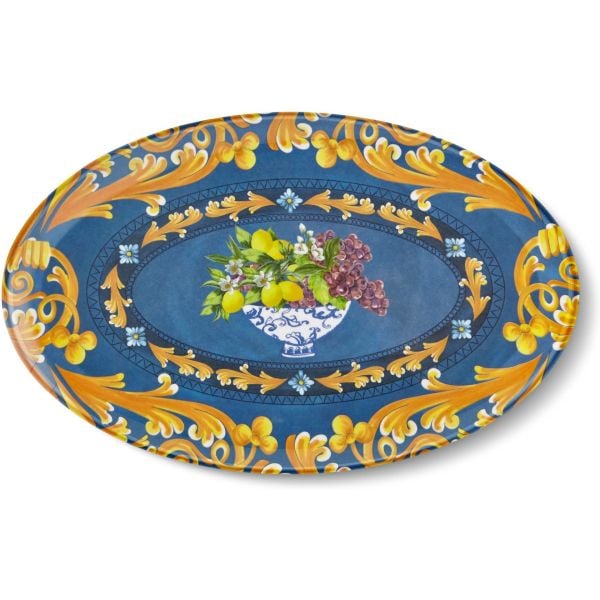 Capri Mavi Oval Servis Tabağı 34*21,5 Cm