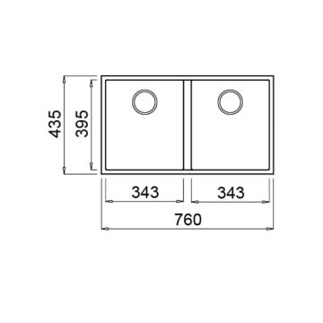 SQUARE 2B 760 TG Çift Hazneli Tezgahaltı Tegranite Eviye