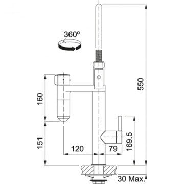 FRANKE VİTAL KAPSÜL FİLTRE SİSTEMİ SPİRALLİ KROM/GUN METAL ARMATÜR