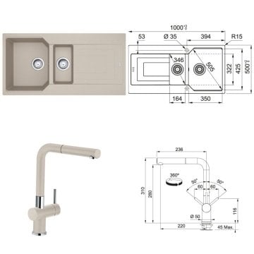 FRANKE URBAN UBG 651-100 1,5 GÖZLÜ SAHARA EVYE ARMATÜR KAMPANYASI