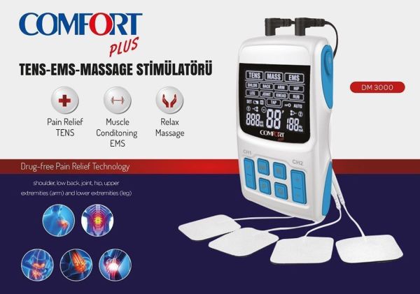 Tens Cihazı Comfort Plus DM 3000 Dijital Masaj/Ems/Tens Cihazı