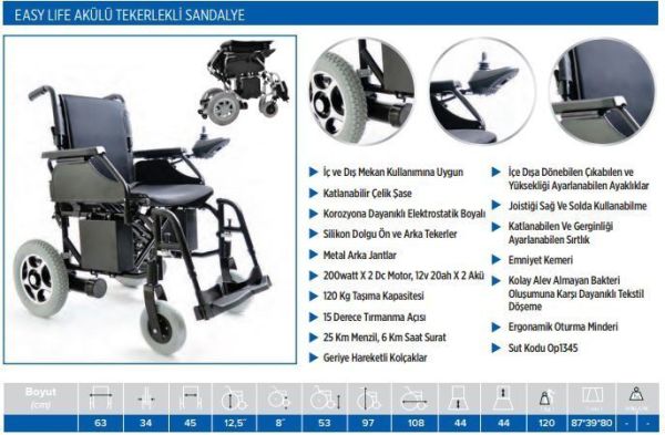 Aküler Üzerinde Katlanır Akülü Sandalye