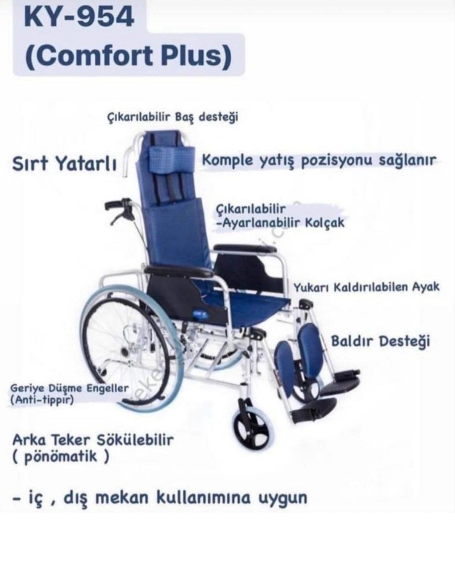 Comfort Plus Sırtı Yatar Ayak Tekerlekli Sandalye