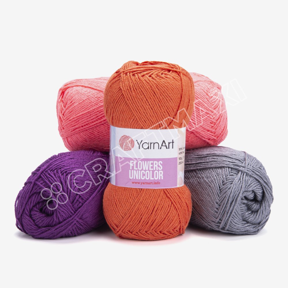 Yarnart Flowers Unicolor - Knitting Yarn Red - 738