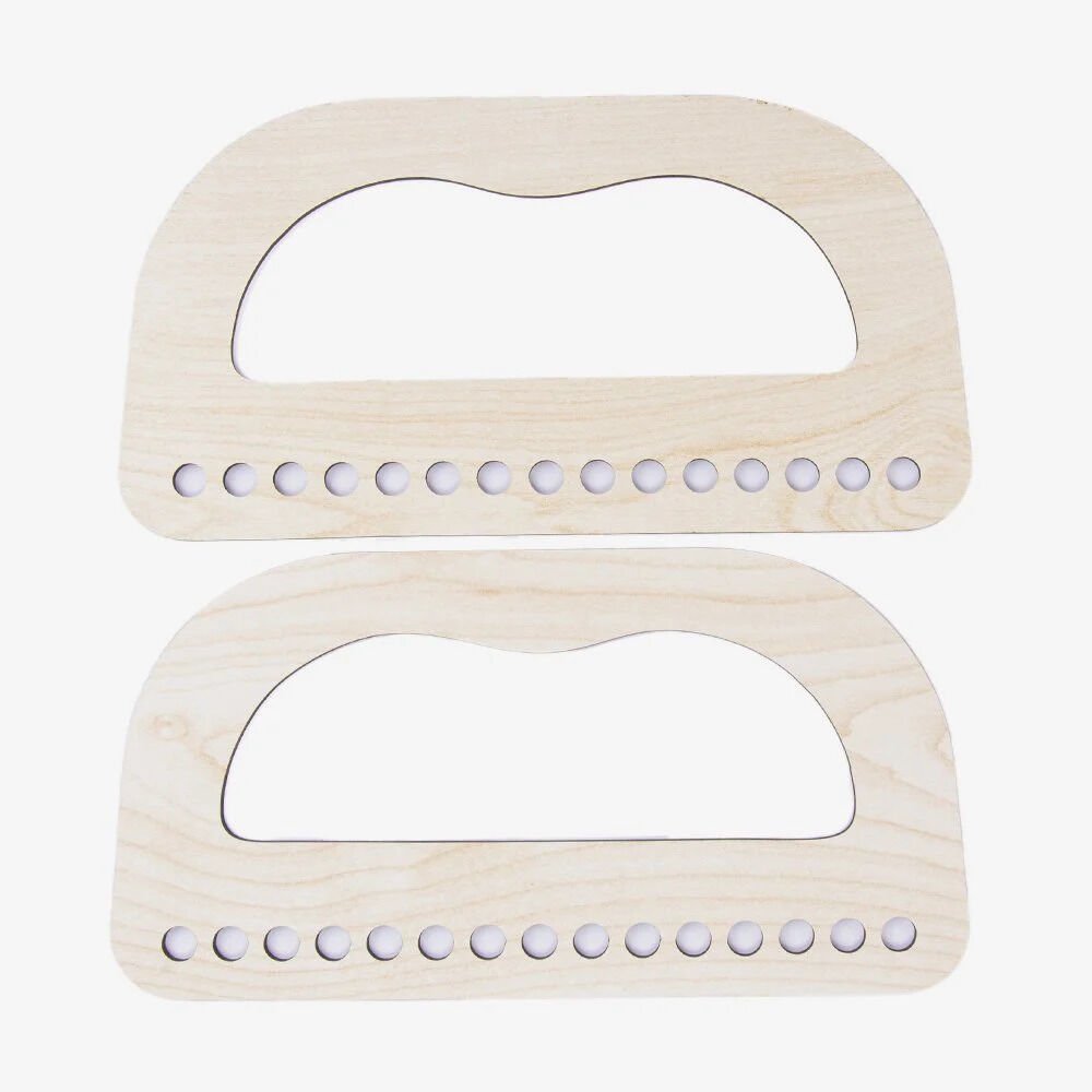 WOODEN BAG HANDLE - PERFORATED D MODEL - 2 PIECES