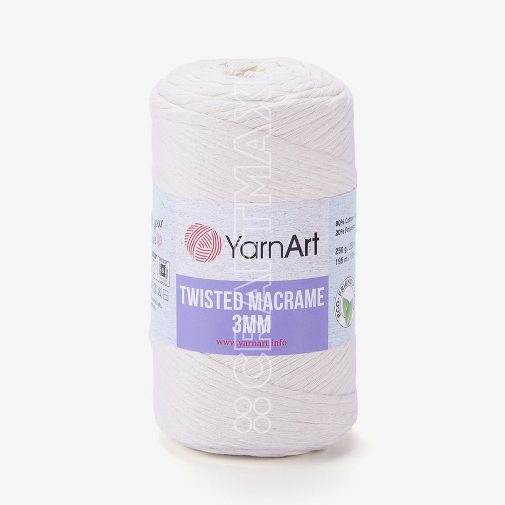 Yarnart Twisted Macrame 3 mm - Macrame Cord Cream - 752