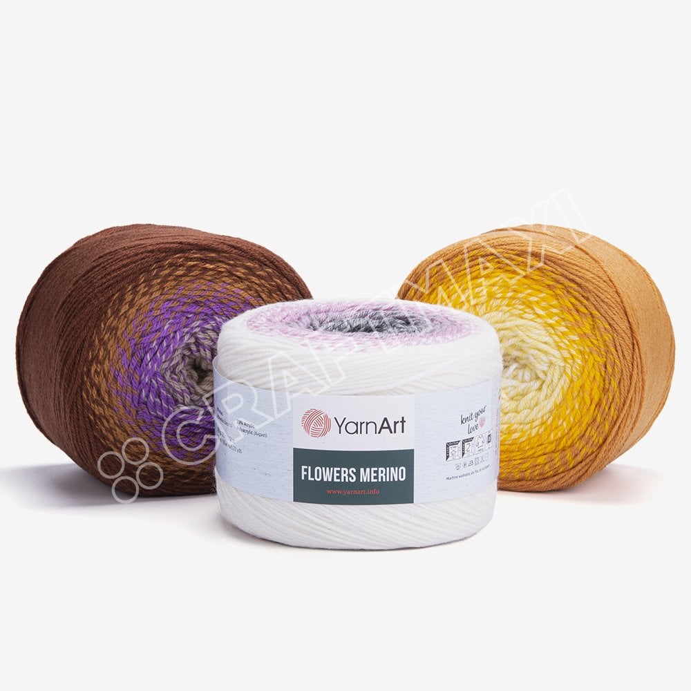 YARNART FLOWERS MERINO - MULTICOLOR KNITTING YARN