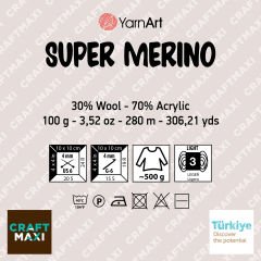 YARNART SUPER MERINO - KNITTING YARN BLUE-GREY - 774