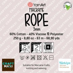 YARNART MACRAME ROPE 3 MM - MAKROME EL ÖRGÜ İPİ