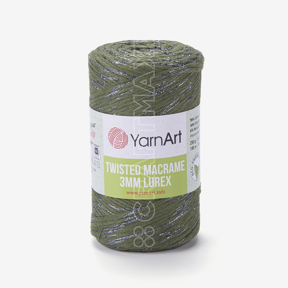 YARNART TWISTED MACRAME 3 MM LUREX - MAKROME EL ÖRGÜ İPİ KOYU YEŞİL - 787