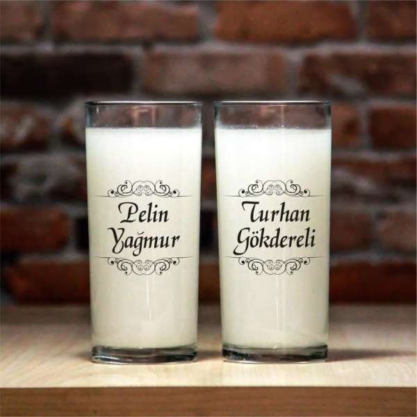 Kişiye Özel İsim Baskılı İkili Rakı Bardağı