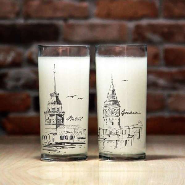 Galata ve Kız Kulesi 2'li Rakı Bardağı Set