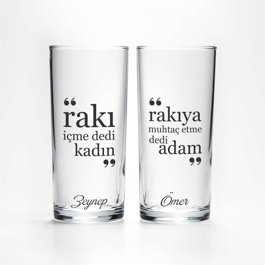 Rakı İçme Dedi Kadın 2'li Rakı Bardağı