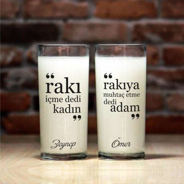 Rakı İçme Dedi Kadın 2'li Rakı Bardağı