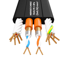 12x0.75 + 2Px(2x0.75) mm2 Bükümlü Örgülü Yassı Kablo