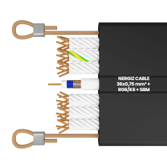 36x0.750mm2 + RG6 + ÇH Halatlı Koaksiyel Kablolu Seri Haberleşmeli Yassı Kablo