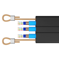 3xCAT6 + ÇH Halatlı Özel Tasarım Data&Koaksiyel Seri Haberleşmeli Yassı Kablo