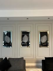 Ayna Çerçeveli Üçlü Yaprak Tablo Set