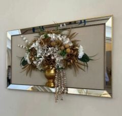 Çiçekli Ayna Çerçeveli Yatay Tablo