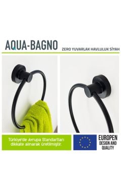 Aqua Bagno Zero Yuvarlak Havluluk - Siyah