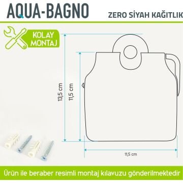 Aqua Bagno Zero Tuvalet Kağıtlığı - Mat siyah