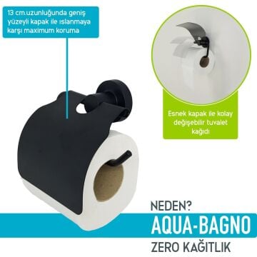 Aqua Bagno Zero Tuvalet Kağıtlığı - Mat siyah