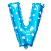 V Harf Mavi Yıldız Folyo Balon 16 inç