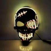 Neon Maske Kuru Kafa Desenli Neon Beyaz Işıklı