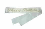Happy Birthday Beyaz Gold Taşlı Kuşak