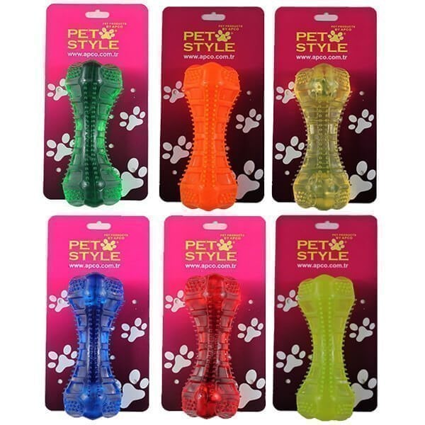 Pet Style Dolgulu Kemik Köpek Oyuncağı 15 cm Sarı