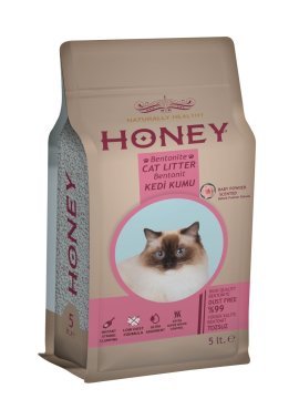 Honey Bebek Pudrası Kokulu Topaklaşan Doğal Bentonit Kedi Kumu 5 Lt