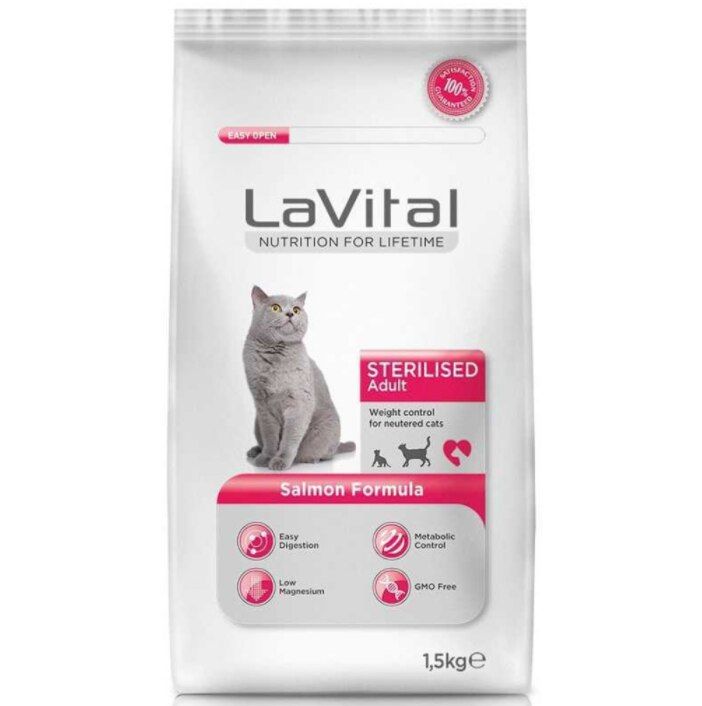 La Vital Sterilised Somonlu Kısırlaştırılmış Yetişkin Kedi Maması 1.5 KG