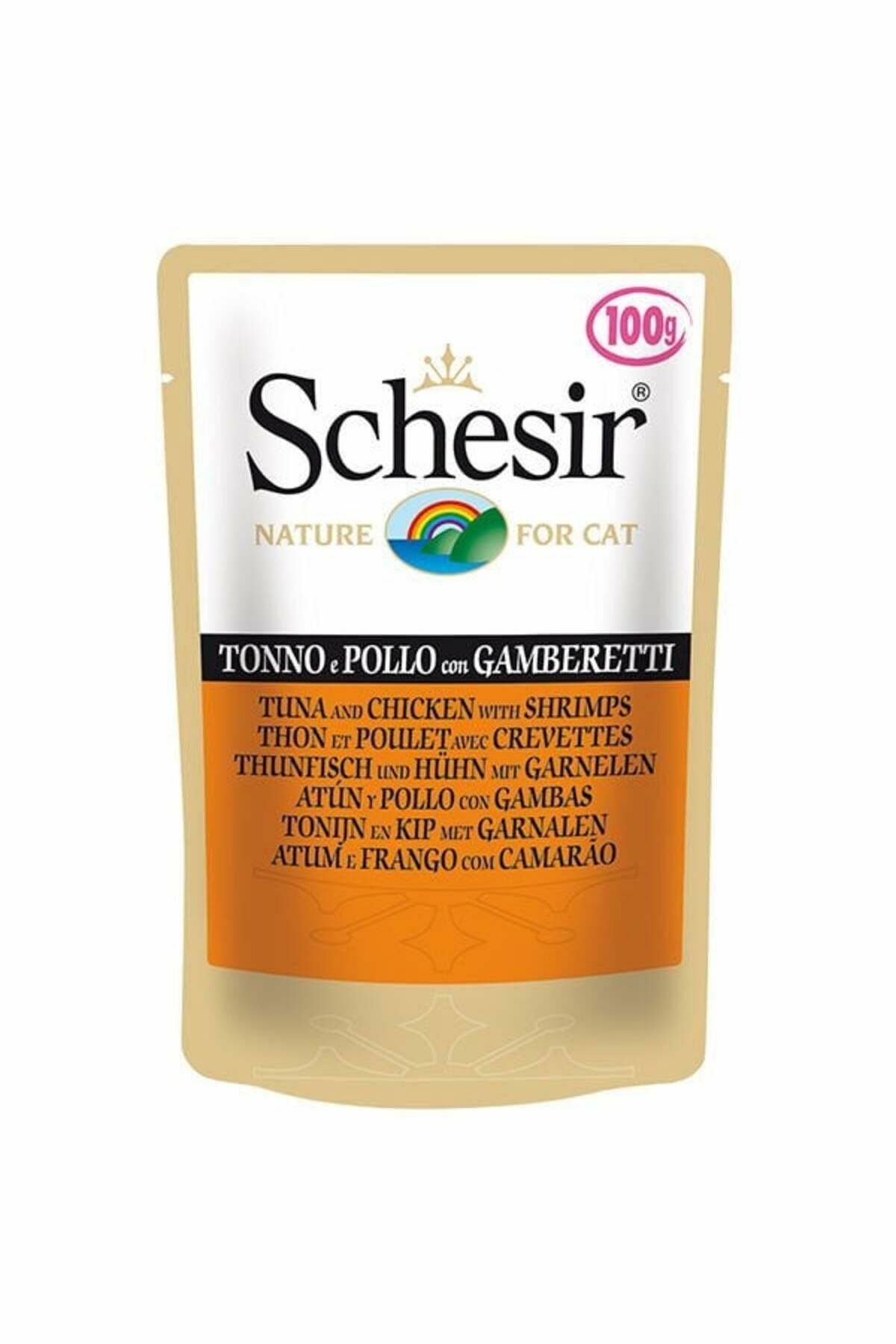 Schesir Ton Balıklı Tavuklu Ve Karidesli Kedi Pouch Konserve 100 gr