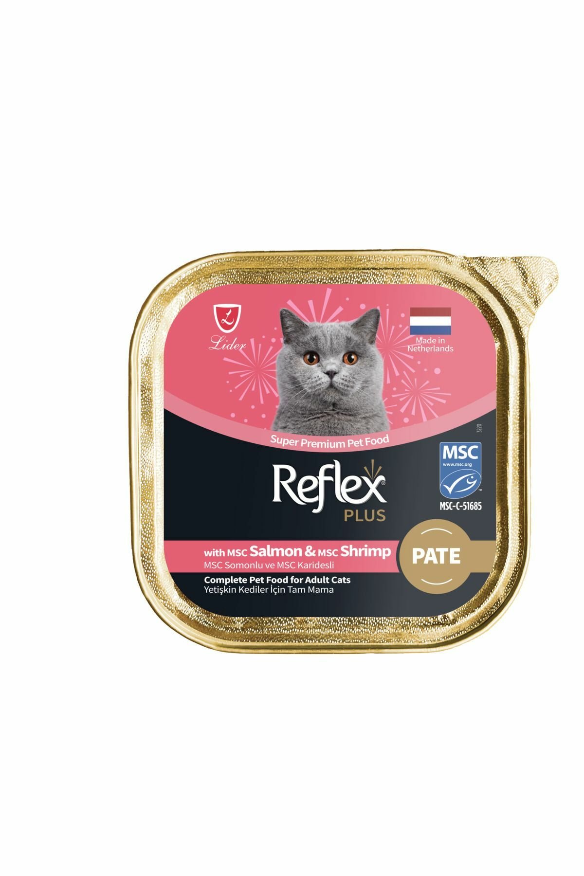 Reflex Plus Alu Tray Somon ve Karidesli Kıyılmış Pate Yetişkin Kedi Yaş Maması 85 Gr