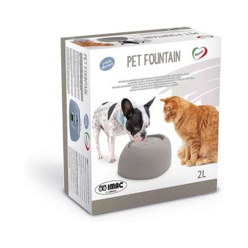 İmac Pet Fountaın Kedi Ve Köpekler İçin Filtreli Otomatik Su kabı 2 Lt Gri