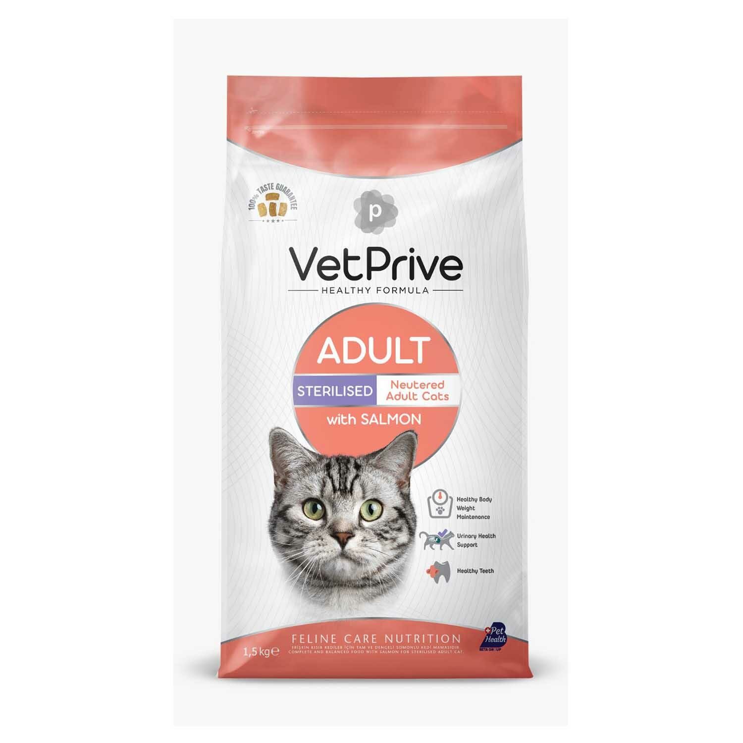 Vet Prive Sterilised Somonlu Kısırlaştırılmış Kedi Maması 1,5 Kg