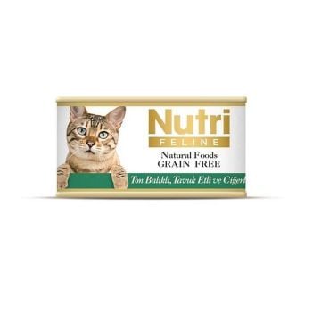 Nutri Feline Ton Balıklı Ve Tavuk Cigerli Tahılsız Yetişkin Kedi Konservesi 85 Gr