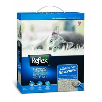Reflex Hassas Kediler İçin Parfümsüz Topaklaşan Bentonit Kedi Kumu 10 L