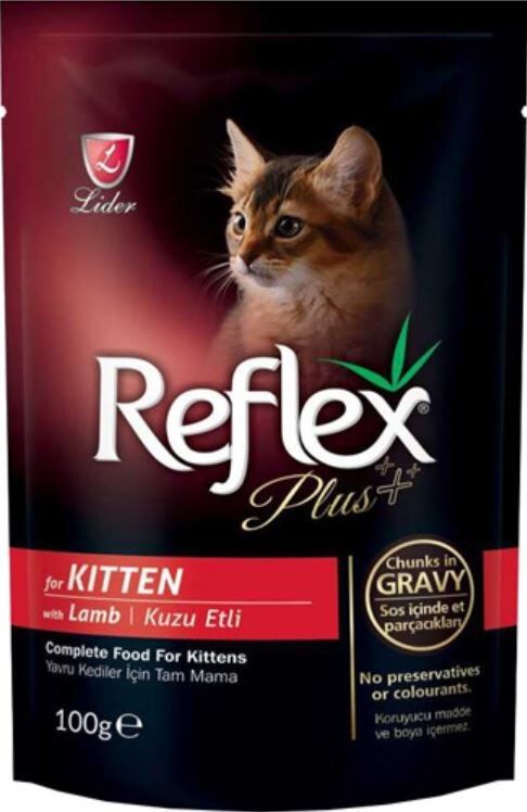 Reflex Plus Kitten Kuzu Etli Gravy Pouch Yavru Kedi Yaş Maması  100 Gr