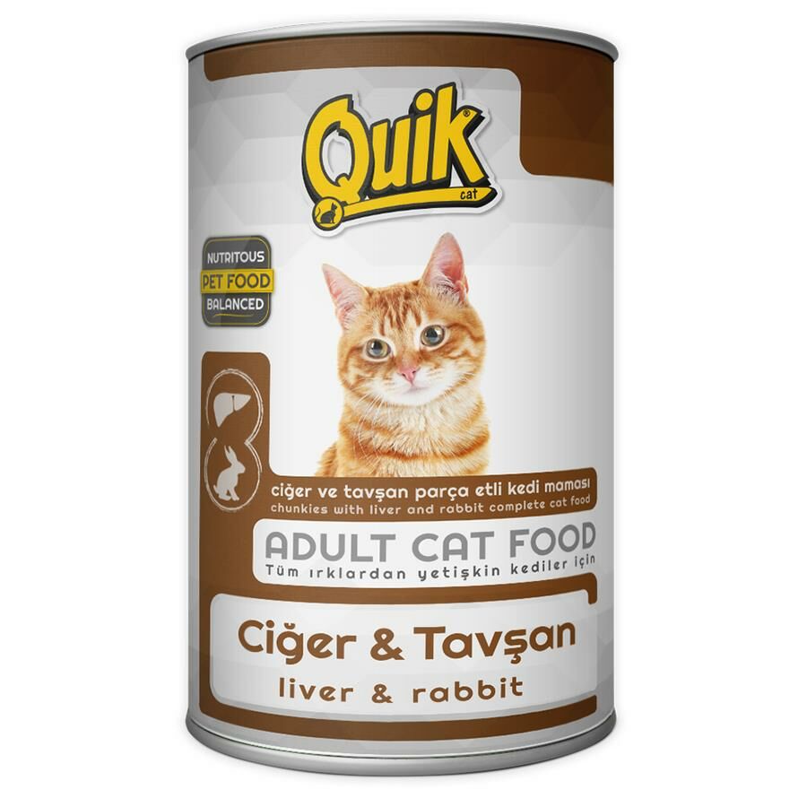 Quik Ciğerli Tavşanlı Konserve Kedi Maması 415 gr