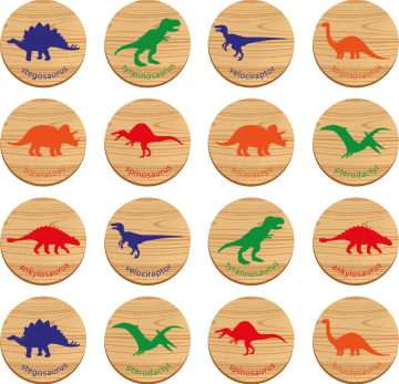 Memory Game Dinazorlar (Dinosaurs) - Ahşap Hafıza Oyunu