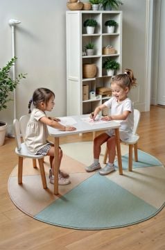 Bee Smart Beyaz Naturel 2 Sandalye Masa Set