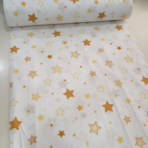 Sarı Küçük-Büyük Yıldızlar Poplin Kumaş