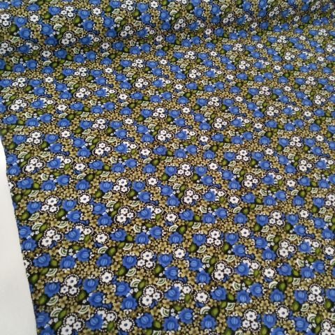Mavi Küçük Çiçekler Divitin(Pazen) Kumaş